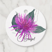 Aquarellfarbene Lila Schmelze und Grüne Blätter Gr Geschenkanhänger (Vorderseite)