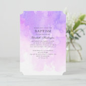 Aquarellfarbene lila Taufe. Lavendel modern Einladung (Stehend Vorderseite)