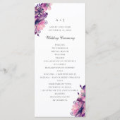 Aquarellfarbene lila und rosa Blume. Blumenhochzei Programm (Vorderseite)