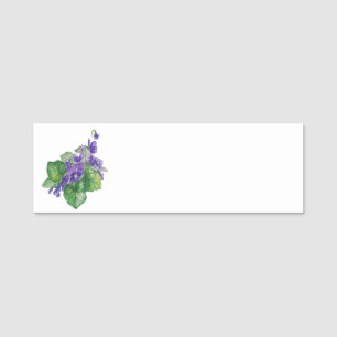 Aquarellfarbene Lila Violett-Blume Malerei. Floral Namensschild