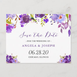 Aquarellfarbene Lila Violette Save the Date Ankündigungspostkarte