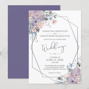 Aquarellfarbene Lila Wildblumen Einladung