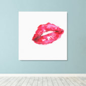 Aquarellfarbene Lippen Make-up-Leinwand Leinwanddruck (Insitu (Holzboden))
