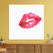 Aquarellfarbene Lippen Make-up-Leinwand Leinwanddruck (Insitu (Wohnzimmer))