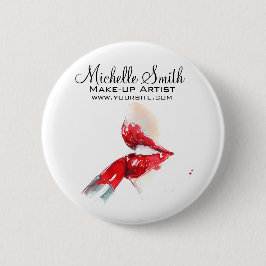 Aquarellfarbene Lippen und Lippenstift-Make-up Button