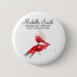 Aquarellfarbene Lippen und Lippenstift-Make-up Button