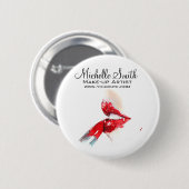 Aquarellfarbene Lippen und Lippenstift-Make-up Button (Vorne & Hinten)