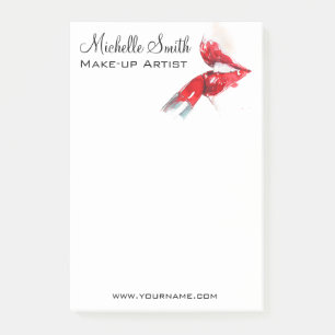 Aquarellfarbene Lippen und Lippenstift-Make-up Post-it Klebezettel