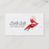 Aquarellfarbene Lippen und Lippenstift-Make-up Visitenkarte (Vorderseite)