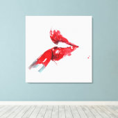 Aquarellfarbene Lippen und Lippenstift Weibliche K Leinwanddruck (Insitu (Holzboden))