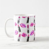 Aquarellfarbene Lippenstift-Schnittmuster Kaffeetasse (Links)