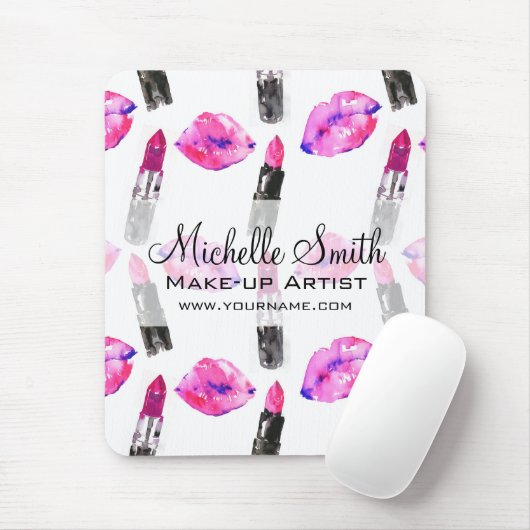 Aquarellfarbene Lippenstift-Schnittmuster Mousepad (Mit Mouse)
