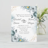 Aquarellfarbene Minze Grüne Rose Einladung (Stehend Vorderseite)