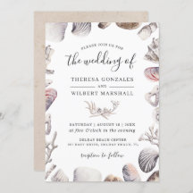 Aquarellfarbene Muschel Beach Sand Hochzeit