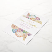 Aquarellfarbene Muschel unter der Hochzeit Folieneinladung (Gedreht)