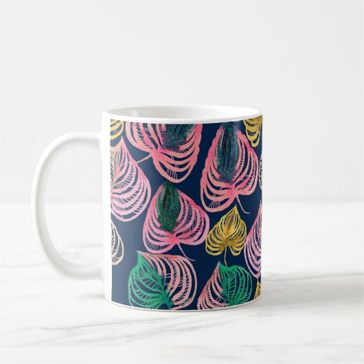 Aquarellfarbene nahtlose Blumenmuster-Äste Kaffeetasse (Links)