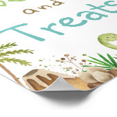 Aquarellfarbene Niedliche Dinosaurier Grüne Süßigk Poster (Ecke)