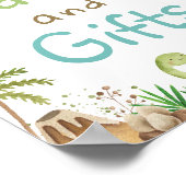 Aquarellfarbene Niedliche Dinosaurier Grünpflanzen Poster (Ecke)