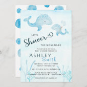 Aquarellfarbene Niedliche Mama und Kleinwal unter Einladung (Vorne/Hinten)