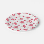 Aquarellfarbene niedliche Pilze und Polka-Punkte Pappteller (Schrägansicht)