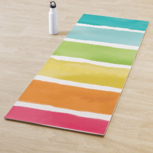 Aquarellfarbene Niedliche Regenbogenfarben. Yogamatte