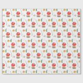 Aquarellfarbene Niedliche Rote Muschrooms Illustra Geschenkpapier (Flach)