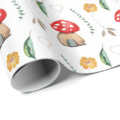 Aquarellfarbene Niedliche Rote Muschrooms Illustra Geschenkpapier (Rolleneckpunkt)