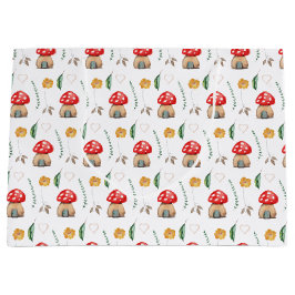 Aquarellfarbene Niedliche Rote Muschrooms Illustra Große Geschenktüte