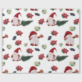 Aquarellfarbene Niedliche Weihnachtsgnomen Geschenkpapier (Flach)