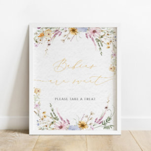 Aquarellfarbene Niedliche Wildblumen Kinder sind S Poster