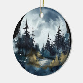 Aquarellfarbene Nightsky-Ansicht mit großem Mond Keramik Ornament (Links)