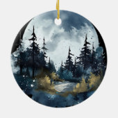 Aquarellfarbene Nightsky-Ansicht mit großem Mond Keramik Ornament (Hinten)