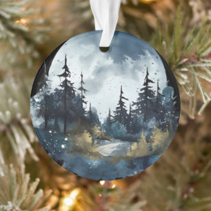 Aquarellfarbene Nightsky-Ansicht mit großem Mond Ornament