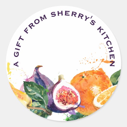 Aquarellfarbene Obstbäckerei Zuhause Backen Runder Aufkleber (Vorderseite)