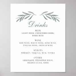 Aquarellfarbene Olivalkohol. Italienische Hochzeit Poster