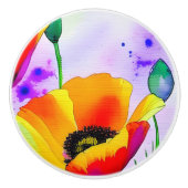 Aquarellfarbene Orange California Poppies Keramikknauf (Vorderseite)
