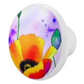 Aquarellfarbene Orange California Poppies Keramikknauf (Rechts)