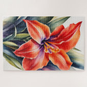 Aquarellfarbene Orange Lily Blume Puzzle (Horizontal)