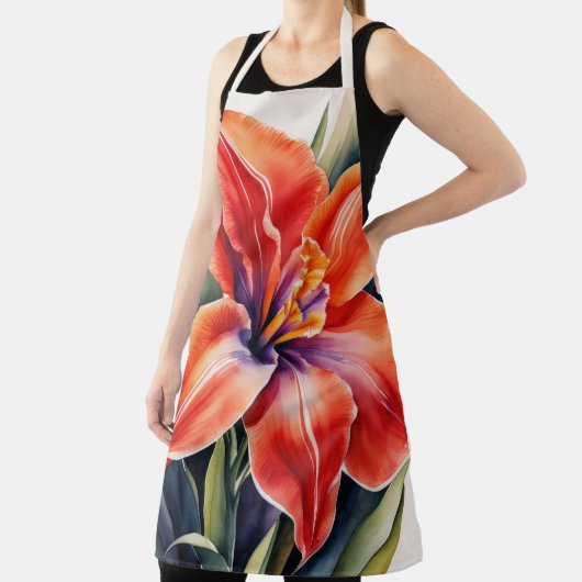 Aquarellfarbene Orange Lily Blume Schürze (InSitu)