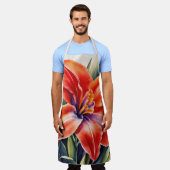 Aquarellfarbene Orange Lily Blume Schürze (Getragen)