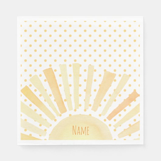 Aquarellfarbene Orangengelbe Punkte Sommer Serviette (Vorderseite)