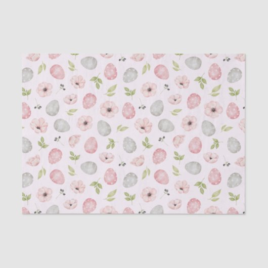 Aquarellfarbene Osterlackierte Eier und Blume Rosa Seidenpapier (Vorderseite)