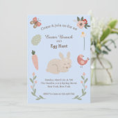 Aquarellfarbene Ostern Bunny und Ei Hunt Party Einladung (Stehend Vorderseite)