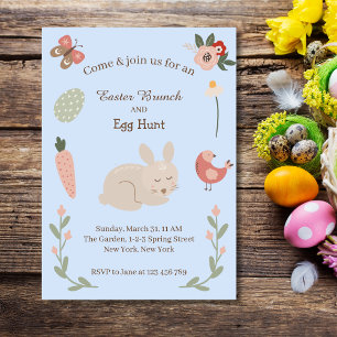 Aquarellfarbene Ostern Bunny und Ei Hunt Party Einladung