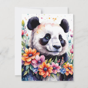 Aquarellfarbene Panda Bärenkarte Feiertagskarte