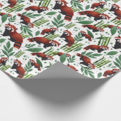Aquarellfarbene Panda mit Bambus und Blattwerk Geschenkpapier (Ecke)