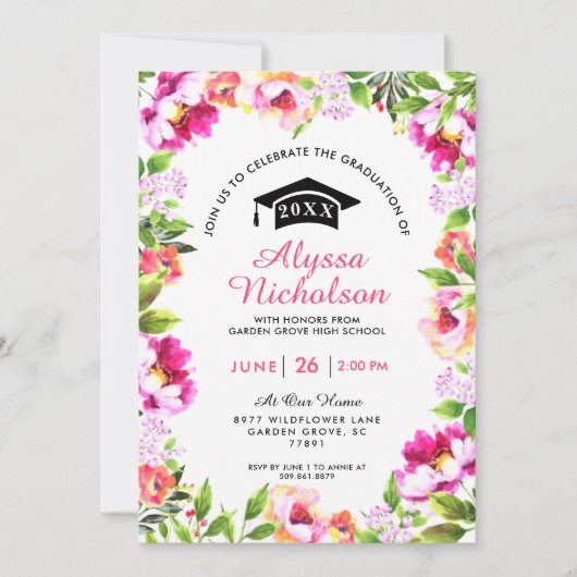 Aquarellfarbene Party Einladung Rosa Grad (Vorderseite)