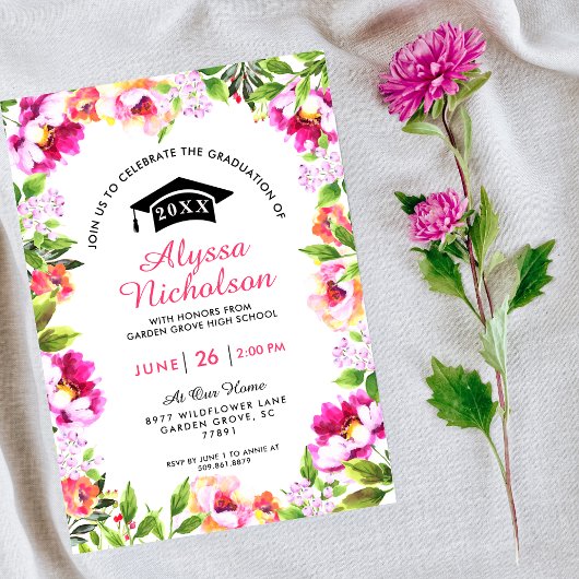 Aquarellfarbene Party Einladung Rosa Grad