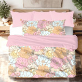 Aquarellfarbene Pastellfarben Blumenmuster Kissenbezug