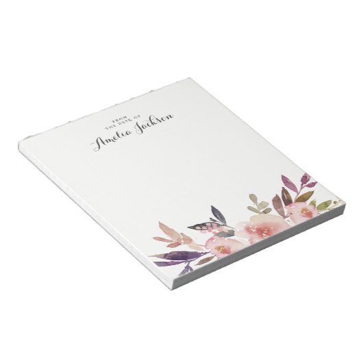 Aquarellfarbene Personalisierte Notepad-Stationier Notizblock (angewinkelt)